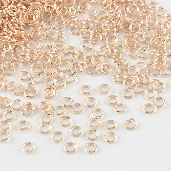 Iron Open Jump Rings, Cadmium Free & Lead Free, Rose Gold, 8x0.9mm, Inner Diameter: 6.2mm, about 410pcs/50g