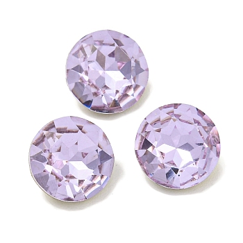 Glass Rhinestone Cabochons, Flat Back & Back Plated, Faceted, Diamond, Violet, 8x4mm