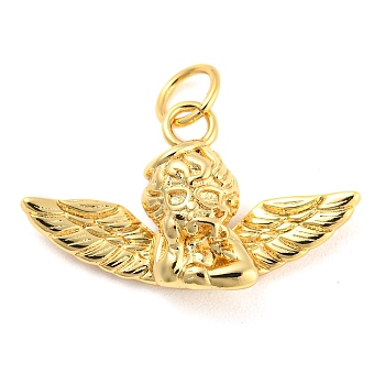 Brass Pendants, with Jump Ring, Cupid Charm, Golden, 12.5x21.5x5mm, Hole: 3mm