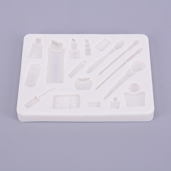Listick & Perfume Epoxy Resin Food Grade Silicone Molds, for DIY Listick & Perfume Making, Rectangle, White, 96x73x9.5mm, Inner Size: 9.5~51.5x2~14.5mm