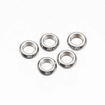 201 Stainless Steel Spacer Beads, Rondelle, Stainless Steel Color, 2.5x1mm, Hole: 1.5mm