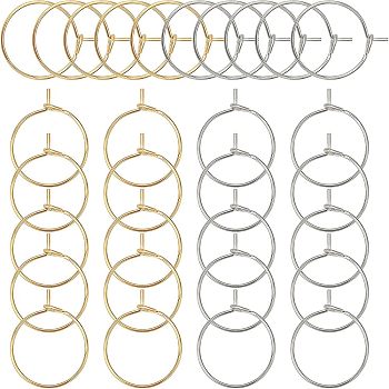 316 Stainless Steel Wine Glass Charms Rings, Hoop Earring Findings, DIY Material for Basketball Wives Hoop Earrings, Golden & Stainless Steel Color, 21 Gauge, 20x15.5x0.7mm, 2 colors, 50pcs/color, 100pcs/box