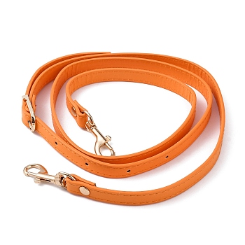 PU Imitation Leather Bag Straps, with Zinc Alloy Swivel Eye Bolt Snap Hooks, for Crossbody Bag Handle Accessories, Dark Orange, 119x1.2cm