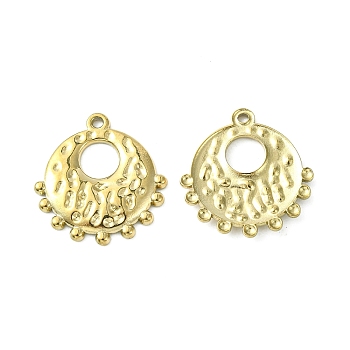 304 Stainless Steel Pendants, Flat Round Charm, Real 14K Gold Plated, 19x18x2mm, Hole: 1.2mm