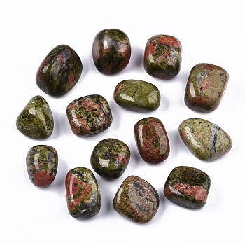 Natural Unakite Beads, Healing Stones, for Energy Balancing Meditation Therapy, Tumbled Stone, Vase Filler Gems, No Hole/Undrilled, Nuggets, 19~30x18~28x10~24mm 250~300g/bag