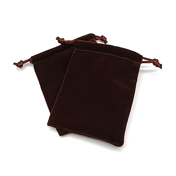 Velvet Storage Bag, Drawstring Bag, Rectangle, Coconut Brown, 10x8cm