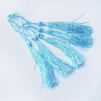 Polyester Tassel Decorations, Pendant Decorations, Cornflower Blue, 130x6mm, Tassel: 70~90mm