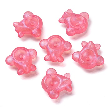 Luminous Transparent Acrylic Beads, Glow in the Dark, Airplane, Pink, 12x25.5x28mm, Hole: 2.7mm