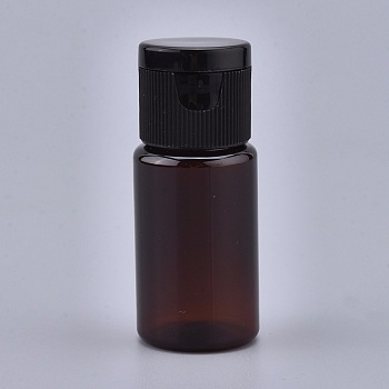 PET Plastic Empty Flip Cap Bottles, with Black PP Plastic Lids, for Travel Liquid Cosmetic Sample Storage, Coconut Brown, 2.3x5.65cm, Capacity: 10ml(0.34 fl. oz).