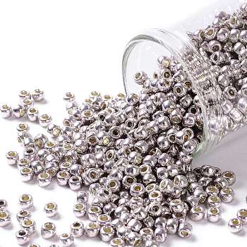 TOHO Round Seed Beads, Japanese Seed Beads, (PF554) PermaFinish Lavender Metallic, 8/0, 3mm, Hole: 1mm, about 222pcs/10g
