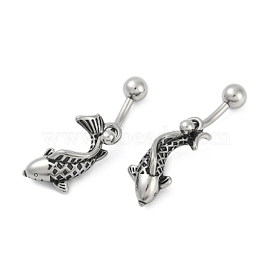 Fish 316 Surgical Stainless Steel Dangle Belly Button Rings(EJEW-G416-15AS)-4