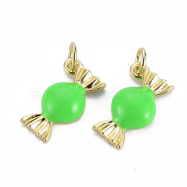 Real 16K Gold Plated Lime Candy Brass+Enamel Charms