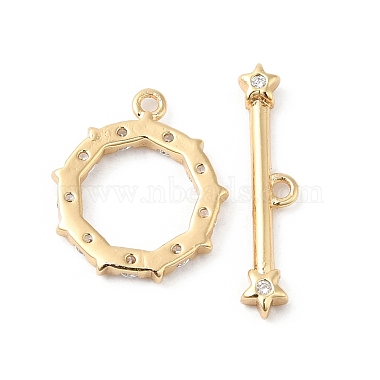 Brass Pave Clear Cubic Zirconia Toggle Clasps(KK-P234-87G)-2