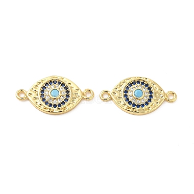 Rack Plating Brass Micro Pave Blue & Clear Cubic Zirconia Connector Charms(KK-D087-02G)-2
