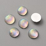 Opaque Resin Cabochons, Imitation Shell, AB Color, Half Round/Dome, Clear, 9.5x3.5mm(CRES-WH0010-044A)