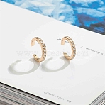 Brass Cuff Earrings, with Rhinestone, Light Gold, Crystal, 10mm(WGBC495-04)