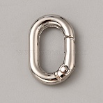 Zinc Alloy Spring Gate Rings, Oval, Platinum, 21x14x4mm(AJEW-WH0475-38P)