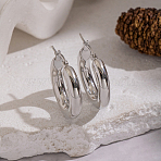 Ring Shape 304 Stainless Steel Huggie Hoop Earrings, Stainless Steel Color, 24.8x5mm(VO5499-2)