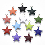 201 Stainless Steel Enamel Charms, Star, Stainless Steel Color, Mixed Color, 14.5x12.5x2mm, Hole: 1.5mm(STAS-N088-14)