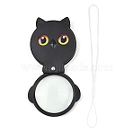 Owl Foldable Acrylic Portable Clip-On 8X Magnifying Glass, with Flexible Plastic Findings and Strap, Black, 8.3x7.9x1.6cm(TOOL-F020-01A)