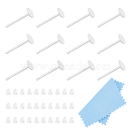 925 Sterling Silver Flat Pad Stud Earring Findings, Earring Posts with 925 Stamp, 1Pc Suede Fabric Square Silver Polishing Cloth, 30Pcs Plastic Ear Nuts, Silver, tray: 4mm, 4~78.5x4~78.5x0.2~4mm, Pin: 0.8mm(STER-UN0001-39)