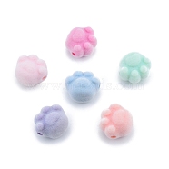 Opaque Resin Beads, Flocky Cat Claw, Mixed Color, 17x19x14mm, Hole: 3mm(RESI-G047-02B)