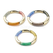 Acrylic Curved Tube Beaded Stretch Bracelet for Women, Mixed Color, Inner Diameter: 2-1/8 inch(5.5cm)(BJEW-JB08376)