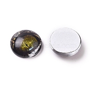 Glass Cabochons, Half Round/Dome with Animal Eye Pattern, Dark Khaki, 19.9x6.3mm(GLAA-WH0015-22E-02)