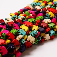Elephant Synthetic Turquoise Beads Strands, Dyed, Mixed Color, 11x14x6mm, Hole: 1mm, about 37pcs/strand, 15.7 inch(TURQ-I010-36)