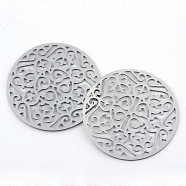 304 Stainless Steel Filigree Joiners, Flat Round, Stainless Steel Color, 30~30.5x0.5mm, about 235~250pcs/bag(STAS-S044-115)