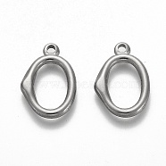 304 Stainless Steel Pendants, Oval, Stainless Steel Color, 14.5x10x2mm, Hole: 1.4mm(STAS-A042-05P)