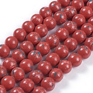 Opaque Baking Painted Glass Beads Strands, Round, Dark Red, 10~10.5mm, Hole: 1.5mm, about 84pcs/strand, 31.4 inch(80cm)(GLAA-L024-D-34)