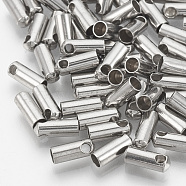 201 Stainless Steel Cord Ends, End Caps, Stainless Steel Color, 8.5x4mm, Hole: 2mm, 3.2mm Inner Diameter(STAS-S028-32)