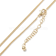 Brass Curb Chain Necklaces, Long-Lasting Plated, Real 18K Gold Plated, 16.34 inch(41.5cm)(X-NJEW-K123-09G)