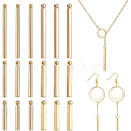 36Pcs 6 Style Brass Bar Pendants, Long-Lasting Plated, Column & Cuboid, Real 18K Gold Plated, 15~30x2x2mm, Hole: 0.8mm, 6pcs/style(KK-BC0008-07)