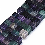 Natural Fluorite Beads Strands, Cube, 8x8x8mm, Hole: 0.8mm, about 49pcs/strand, 15.55 inch(39.5cm)(G-O170-178)