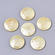 Natural Yellow Shell Cabochons, with Freshwater Shell, Flat Round, Pale Goldenrod, 16x3mm(SSHEL-N034-43)