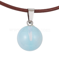 Opalite Round Pendant Necklaces, with Cowhide
 Ropes, 20.47 inch(52cm)(NJEW-JN04478-05)