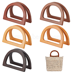 Elite 10Pcs 5 Colors Wood Bag Handles, Letter D Shape, Mixed Color, 12x8.5x0.93cm, Inner Diameter: 6x9cm, 2pcs/color(FIND-PH0010-72)