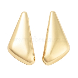 Brass Triangle Stud Earrings, Real 18K Gold Plated, 48x21.5mm(EJEW-P294-04G)