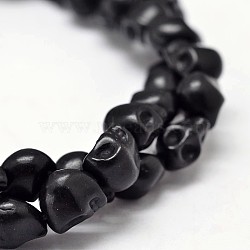 Dyed Synthetic Turquoise Bead Strands, Skull, Black, 8x6x7mm, Hole: 1mm, about 52pcs/strand, 15.7 inch(X-G-M145-05-A)