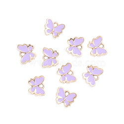 Light Gold Plated Alloy Enamel Charms, Butterfly, Lilac, 10.5x13x2mm, Hole: 1.2mm(ENAM-WH0047-41C)