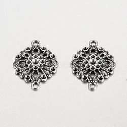 Filigree Flat Round Tibetan Style Alloy Connector Rhinestone Settings, Cadmium Free & Lead Free, Antique Silver, 30x23x3mm, Hole: 2mm, Fit for 2~3mm rhinestone, about 400pcs/kg(PALLOY-K113-02AS-RS)