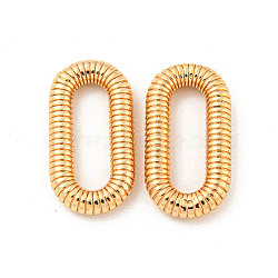 Brass Linking Rings, Textured Oval, Real 18K Gold Plated, 25.5x13.5x4mm(KK-P255-12G)