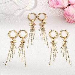 3 Pairs 3 Styles 304 Stainless Steel Hoop Earring for Women, Cable Chain Charm, Golden, Mixed Shapes, 90x20~21x2.5mm, about 1pc/style(EJEW-JE07102)