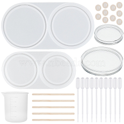 Gorgecraft DIY Coin Collection Capsule Making Kits, with Silicone Molds, Silicone 100ml Measuring Cup, Plastic Transfer Pipettes, Birch Wooden Craft Ice Cream Sticks, Latex Finger Cots, White, 40x79x6mm, 55x10x6mm, inner size: 27x3mm, 30x3.5mm, 42x4mm and 45x4mm, 1set(DIY-GF0002-63)