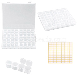 Plastic Bead Containers, Removable, 56 Compartments, Rectangle, with Label Paster, Clear, Box: 56 compartments/box, 2pcs/set, Label Paster: 2paper/set(CON-NB0001-20)