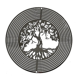 Tree of Life Stainless Steel 3D Wind Spinners, Wind Chime for Outdoor Yard and Garden Patio Hanging Decoration, Stainless Steel Color, 100mm(PW-WGE2126-01)