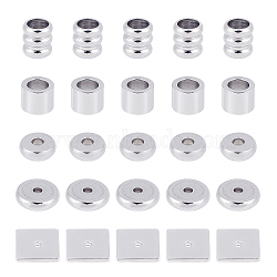 100Pcs 5 Style Stainless Steel Spacer Beads, Mix-shaped, Stainless Steel Color, 20pcs/style(STAS-DC0003-16)