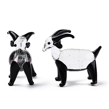 Handmade Lampwork Home Decorations, 3D Goat Ornaments for Gift, Black, 49~51x24~25x44~45mm